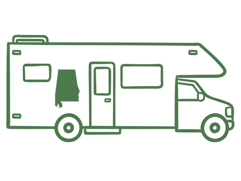 an illustration of an rv with insurance in Alabama