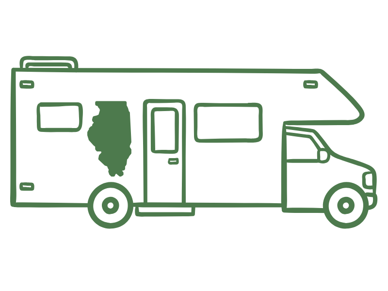 an illustration of an insured RV with an Illinois decal on it.
