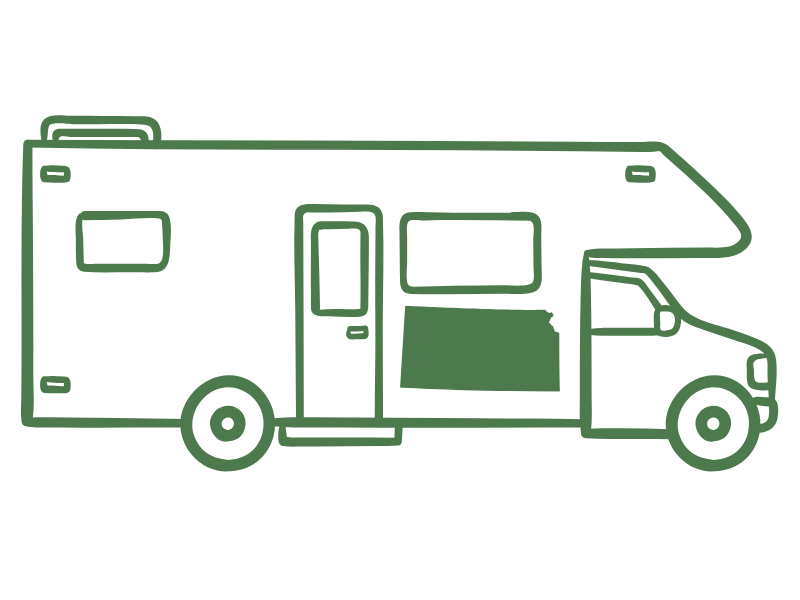 an illustration of an insured RV with a Kansas decal on it.
