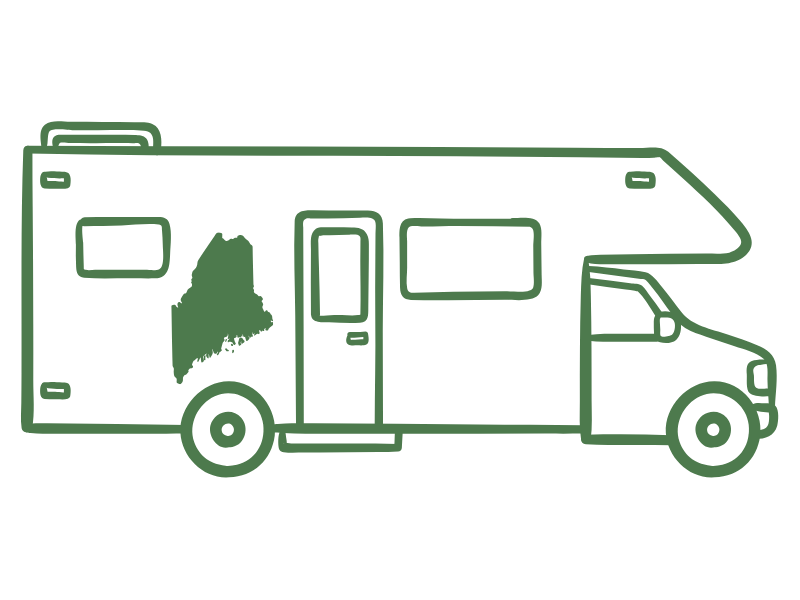 an illustration of an insured RV with a Maine decal on it.