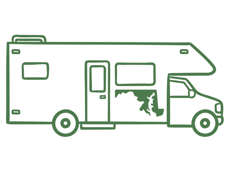 an illustration of an insured RV with a Maryland decal on it.
