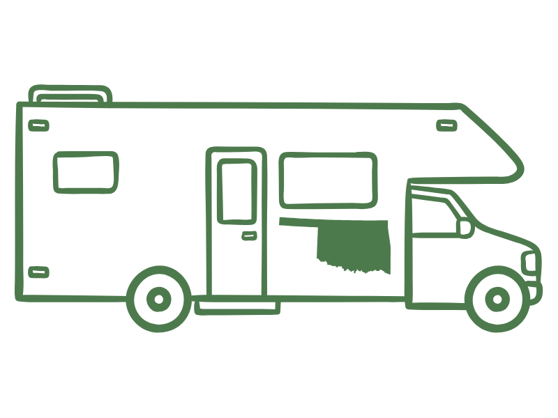 an illustration of an insured RV with an Oklahoma decal on it.