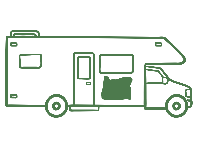 an illustration of an insured RV with an Oregon decal on it.