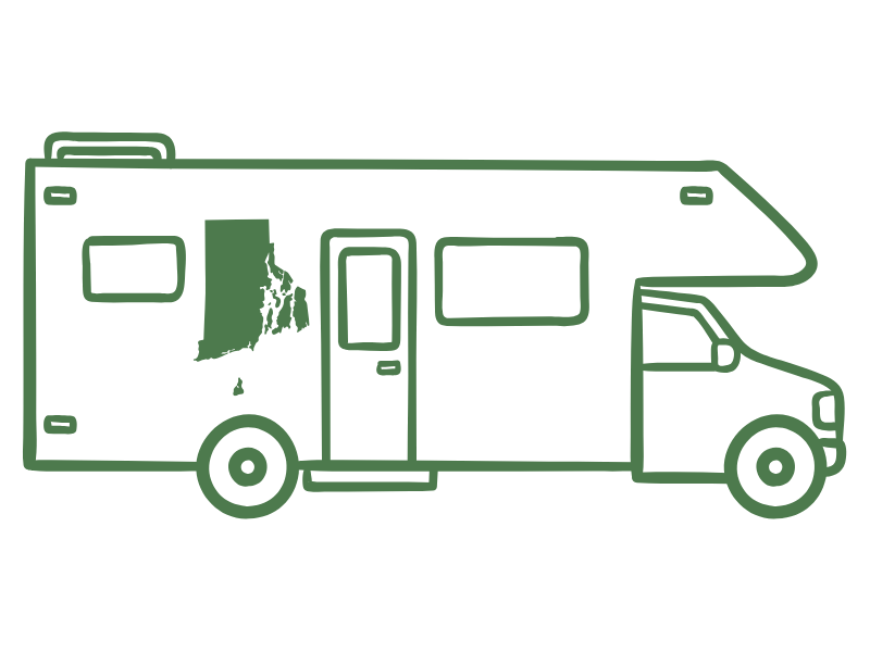 an illustration of an insured RV with a Rhode Island decal on it.