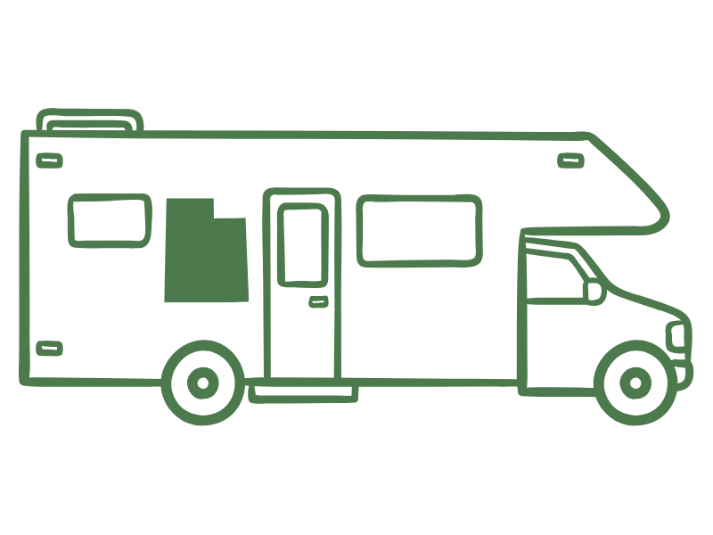 an illustration of an insured RV with a Utah decal on it.